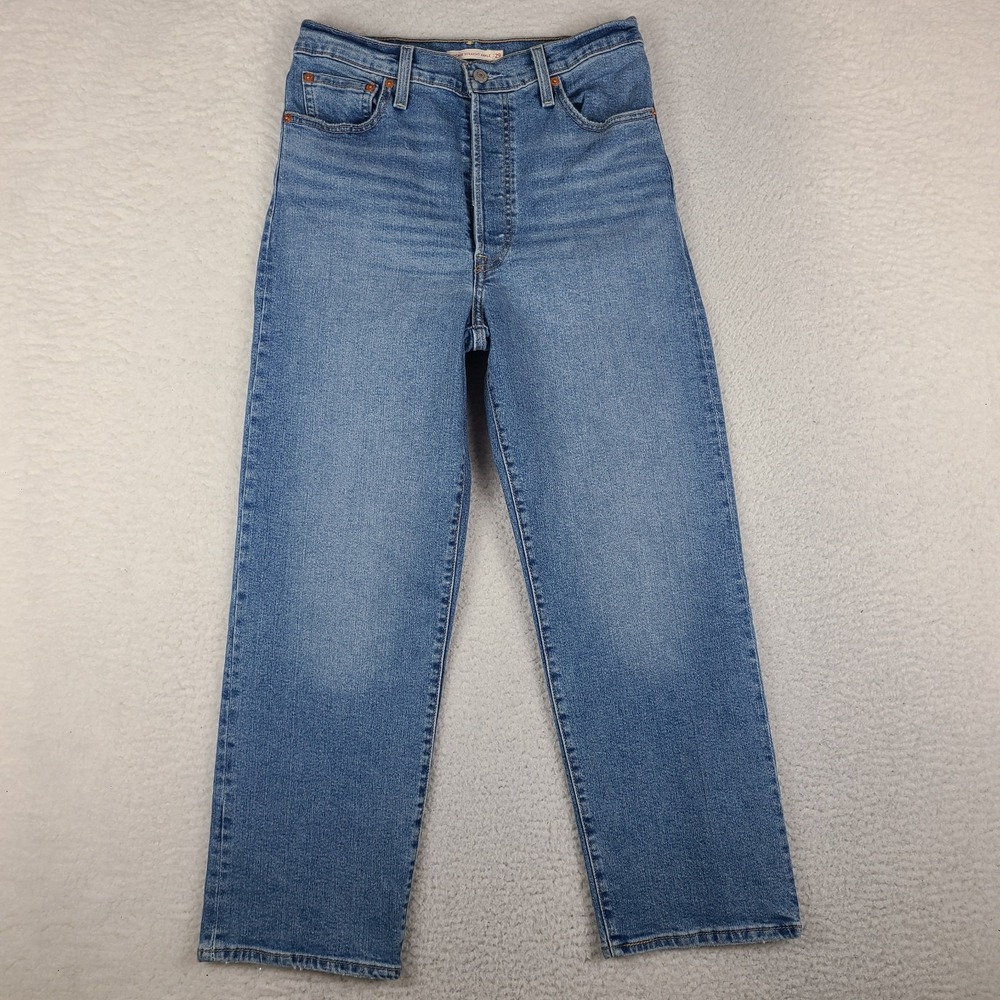 Levi's Jeans Womens 29x27 Ribcage Straight Ankle Button Fly Medium Wash Denim